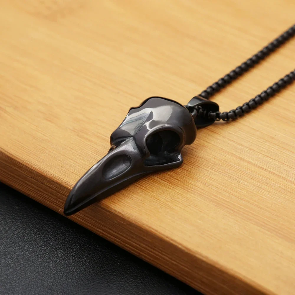 Vintage Nordic Vikings Raven Pendant Necklace Odin Animal Skull Stainless Steel Necklaces For Men Women Fashion Amulet Jewelry