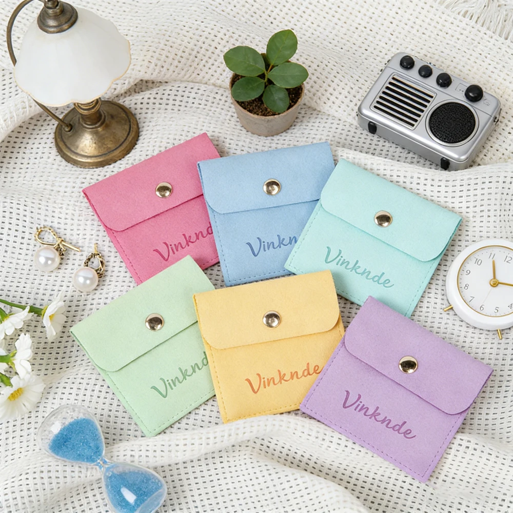 

100Pcs Navy Rose Microfiber Velvet Jewelry Pouch with Gold Snap Custom Logo Suede Jewellry Storage Bag Luxury Gift Earring Bags