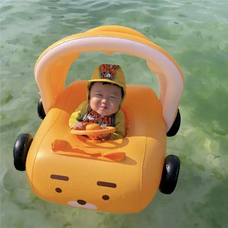 

Inflatable Baby Pool Float Swimming Float With Awning Assist Floating Seat Ring Pvc Customization Floater For Children Justware