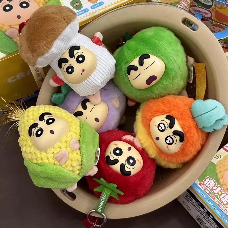 

Cute Anime Crayon ShinChan Cos Vegetable Series Plush Pendants Gift Box Birthday Gift Toys Nohara Shinsuke Doll Toys Ornament