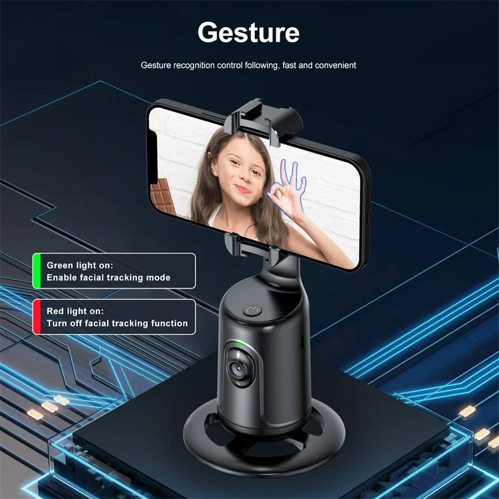 P01 Pro Tracking Shooting Gimbal AI Camera Recognition Body Face Track 360 Rotation Intelligent Follow Live Shoot Phone Stand