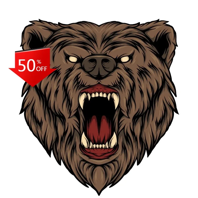 

Grizzly Bear Sticker Roar Teeth Brown Outdoors Woods Wilderness Accessory Racing Decals For Camper