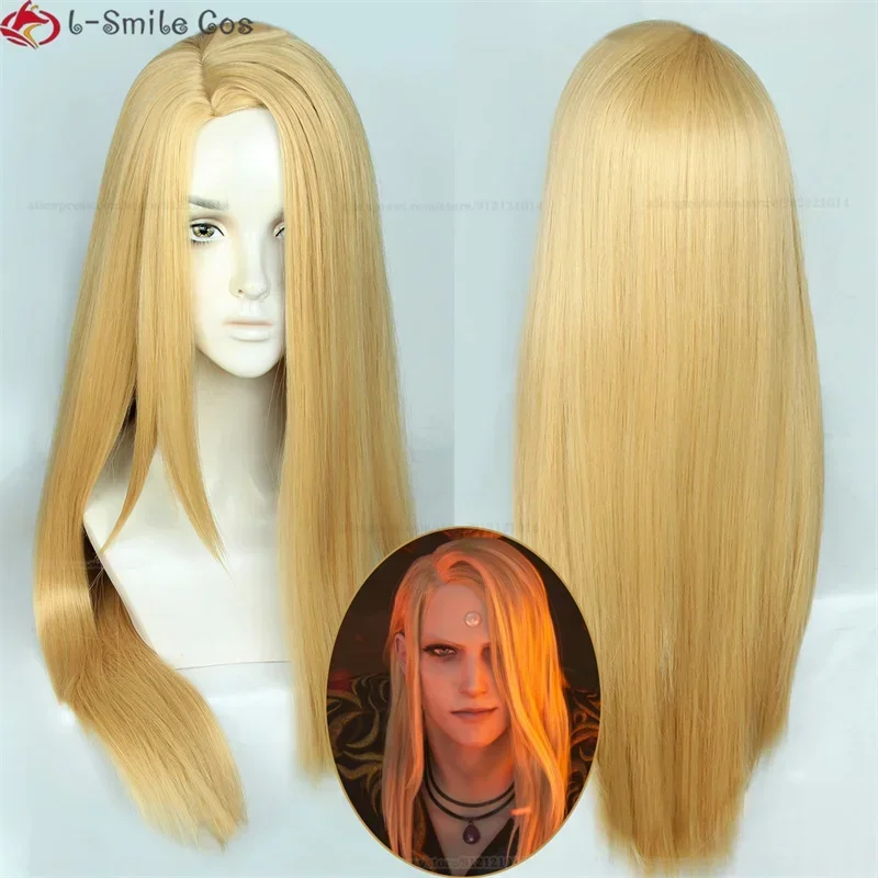 Zenos yae Galvus Cosplay Wig Game Final Fantasy XIV FF14 Wig 80cm Long Golden Heat Resistant Hair Anime Wigs + Wig Cap