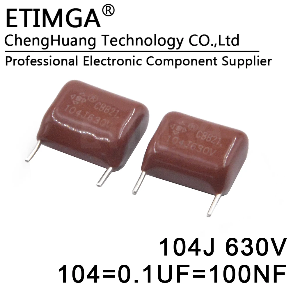 10PCS/LOT CBB Capacitor 104J630V 0.1UF 100NF 104J 630V P10 Polypropylene Film Capacitor CBB21 CBB22 630V104J