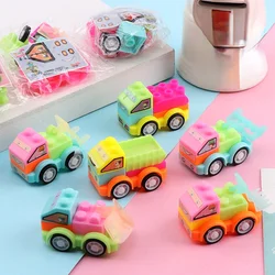 Puzzle Pull Back Mini Vehicle Cartoon Car Kids Birthday Party Toys for Boys Funny Kids Educational Model Plastic Toy Gifts