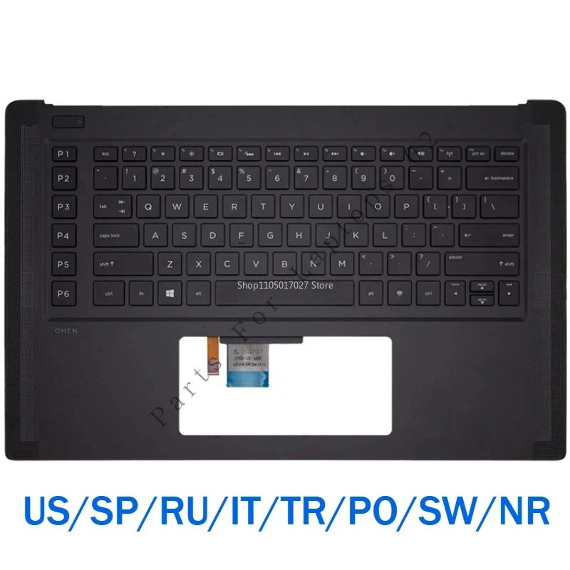 788598-001 Carcasa Superior Original con Teclado para Portátil HP OMEN 15 5000 5100 TPN-W111, Reposamanos, Cubierta Superior, Teclado Retroiluminado de Repuesto