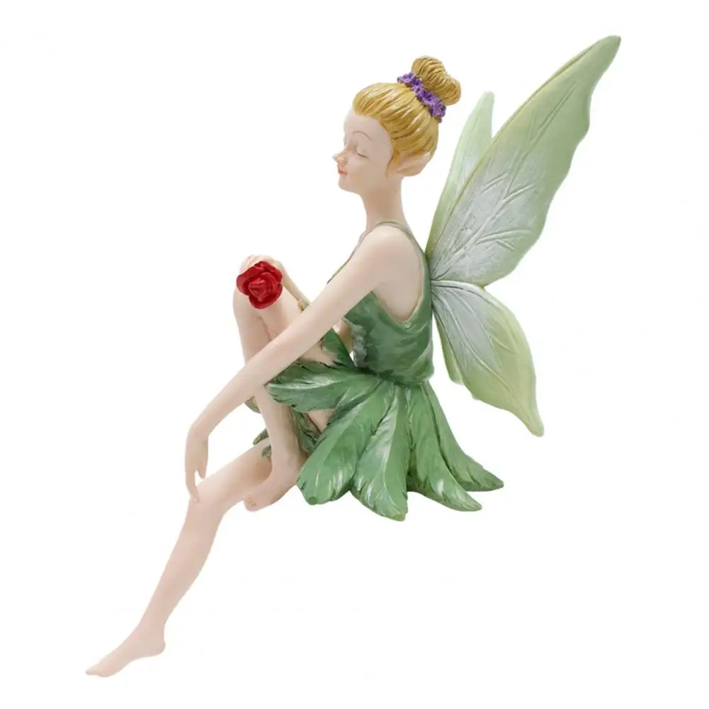 

Lawn Fairy Ornament Elegant Flower Fairy Figurine for Indoor Outdoor Garden Decor Hand-painted Sitting for Bonsai for Garden