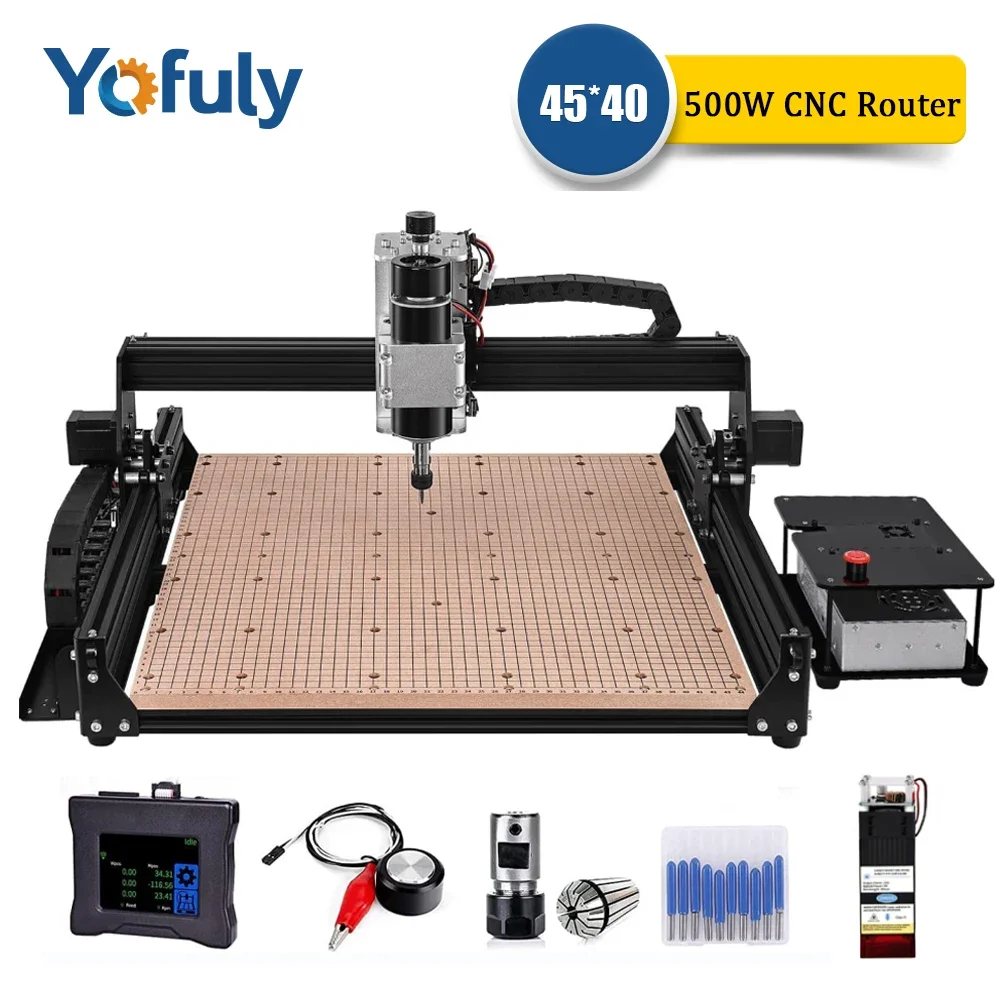 

CNC 4540 Milling Machine 500W Wood Router 3 Axis DIY Engraving Machine GRBL Cutting Wood Metal Acrylic MDF Laser Engraver Cutter