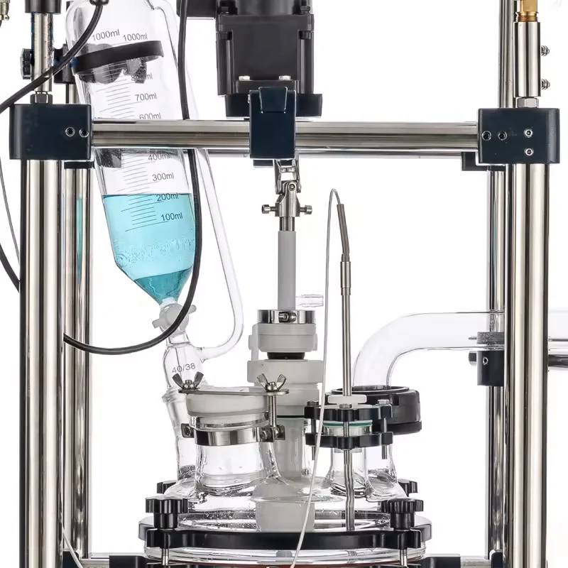 Reator químico de laboratório de 50 litros com camada dupla e vidro agitado