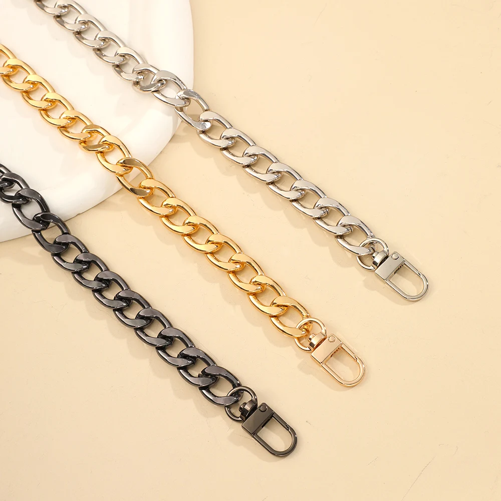 Bag Strap 30/60/100cm Thick Flat Aluminum Bag Chain Replacement Metal Chain Handles For Handbag Belt Bag Accessories Free ship