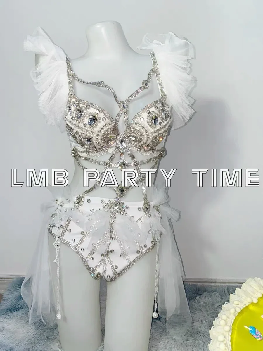 2025 Hot Selling New Nightclub Bar Electric Syllable Bounce Fairy Luxury Shining Diamond TuTuTu Skirt Performance Dress Set yj40