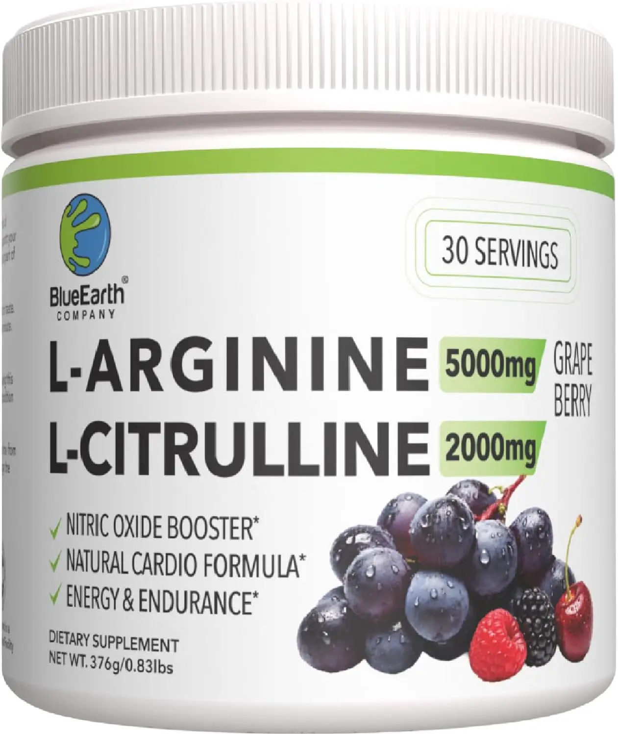 L-Arginine & L-Citrulline Complex Powder, 5000mg L-Arginine 2000mg L-Citrulline, Grape Berry Flavor, 30 Servings Dietary Supplement