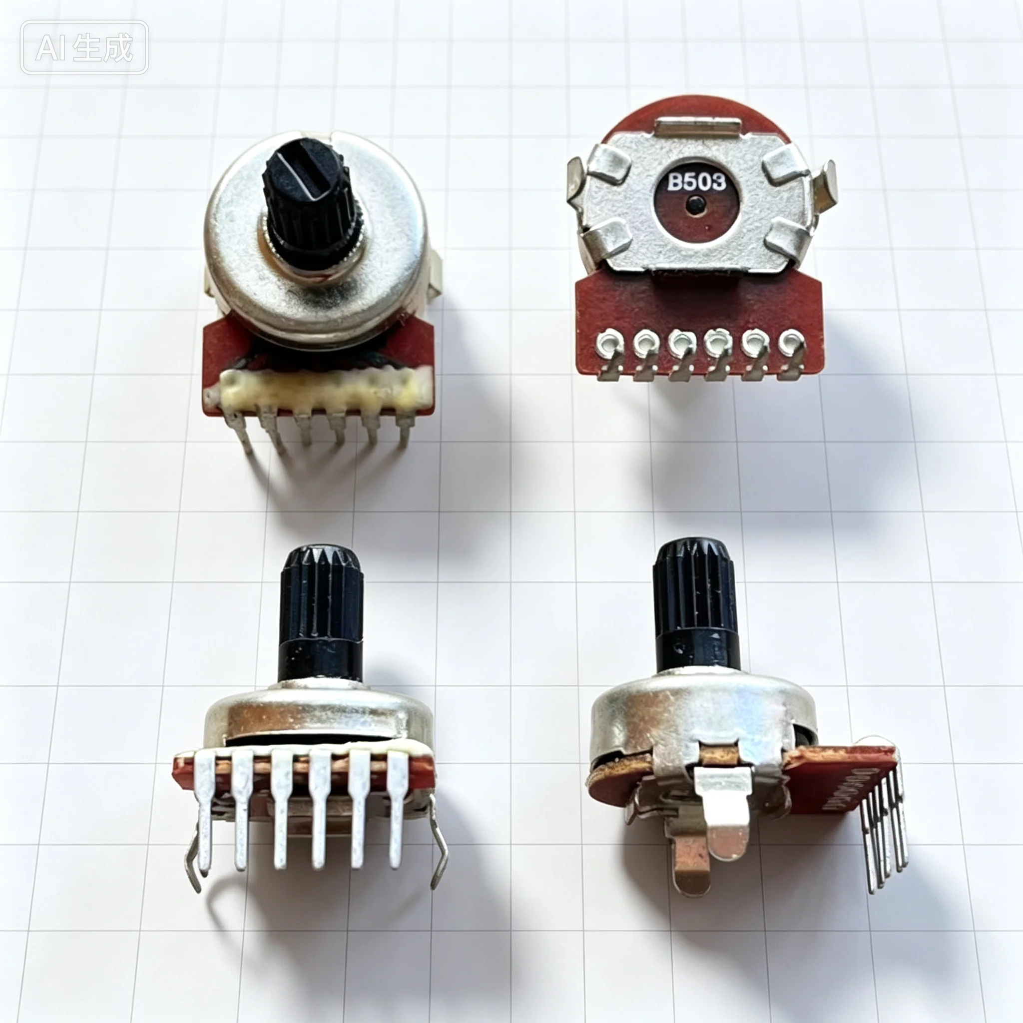 161 Type Dual 6Pin Potentiometer B50K B503 Amplifier Volume Knob Shaft 10MM