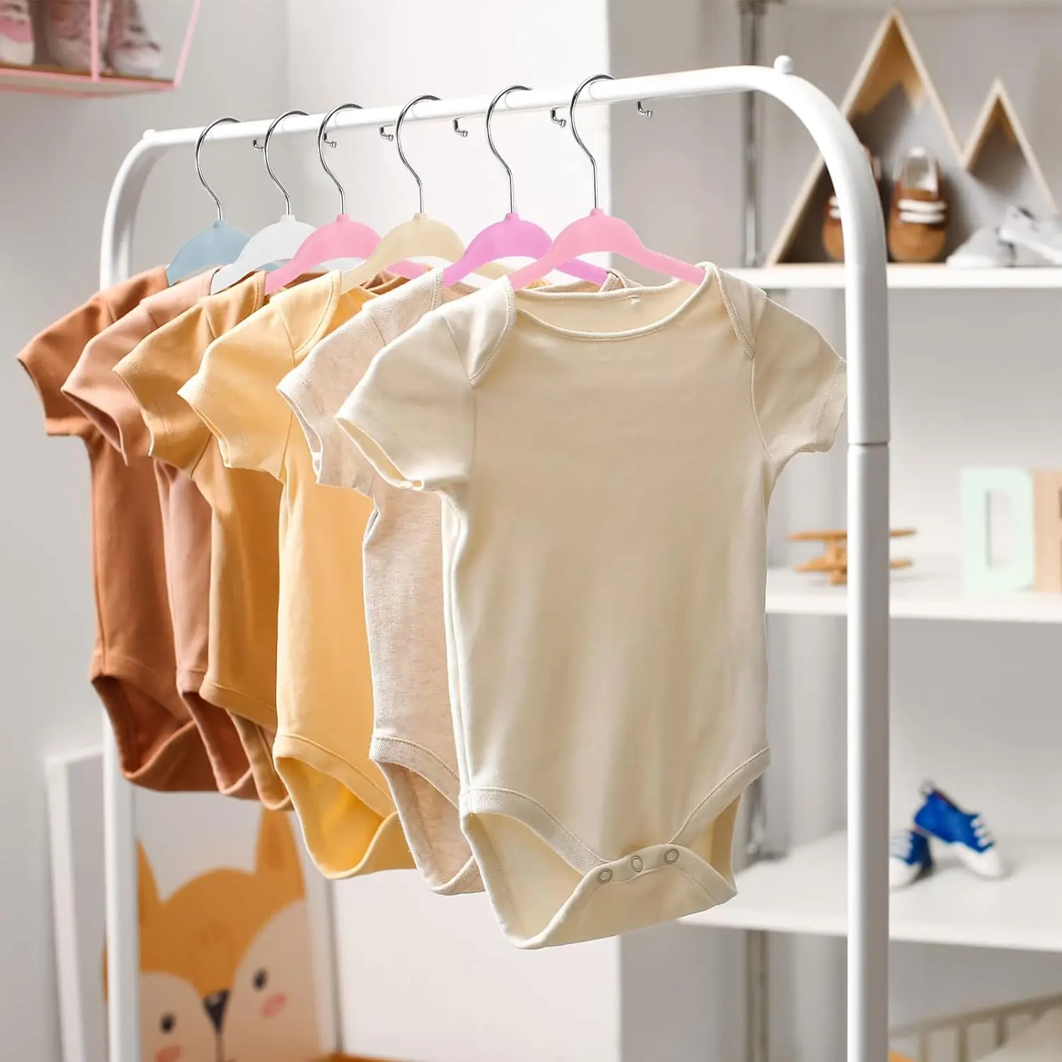 10PCS Premium Toddler Baby Velvet Hangers Non-Slip Baby Hangers Ultra-Slim Space-Saving Children Hangers 360° Swivel Hook Hanger