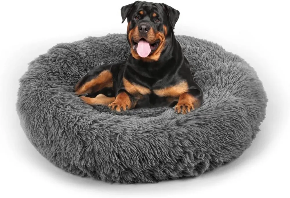 

Dog Bed, Cat Calming Bed, Faux Fur Pillow Pet Donut Cuddler Round Plush Bed for Large Medium Small Dogs and Cats