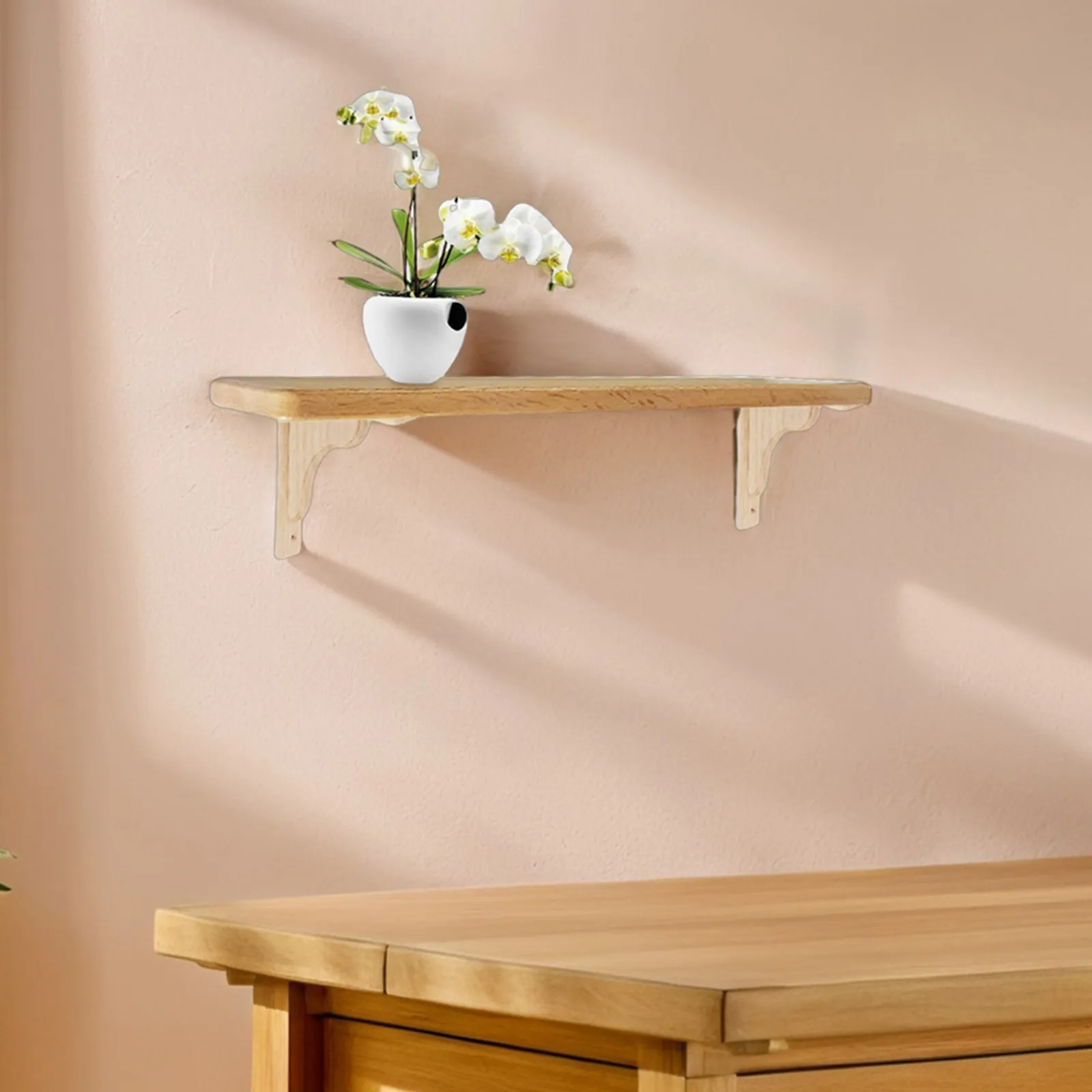 2Pcs Wooden Triangular Shelf Brackets Wall Mount Triangle Bracket for Floating Shelves Enhanced Stability Space Saving Kitchen