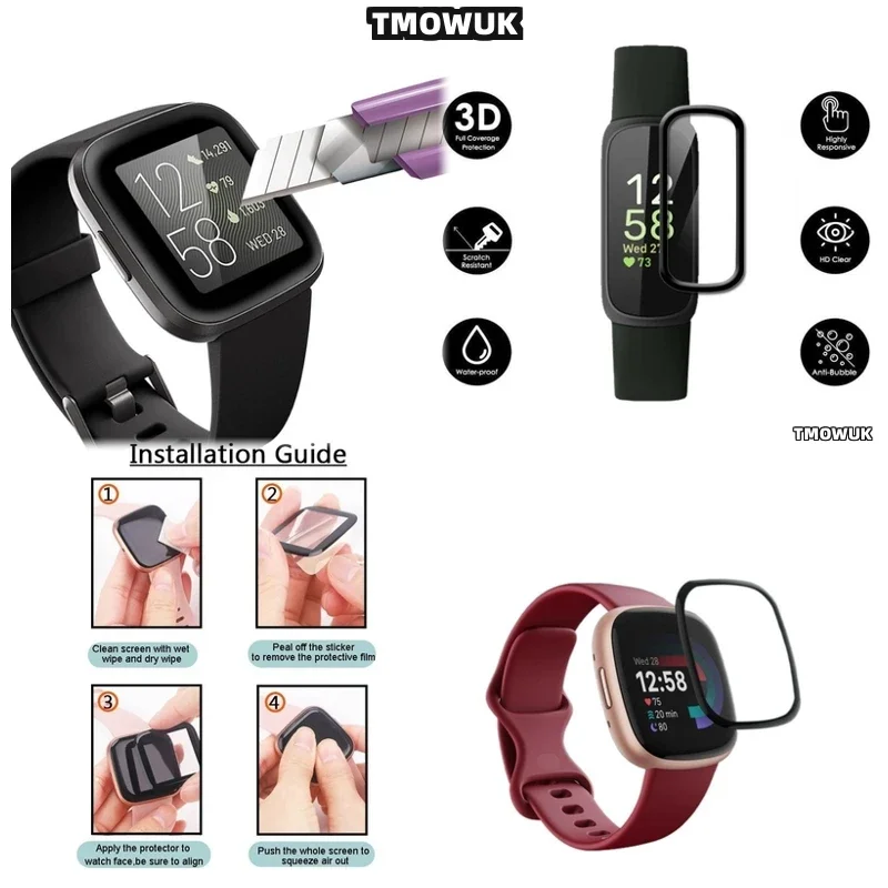 For Fitbit Sense 2 Versa3 2 4 Inspire 3 Charge 6 5 3D Anti-Scratch Soft PMMA Screen Cover