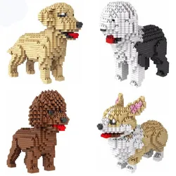 Pet Dog Building Blocks Teddy Hughes Corgi Snowy Shepherd Husky Dog Model Mini Collie Dog Style Bricks