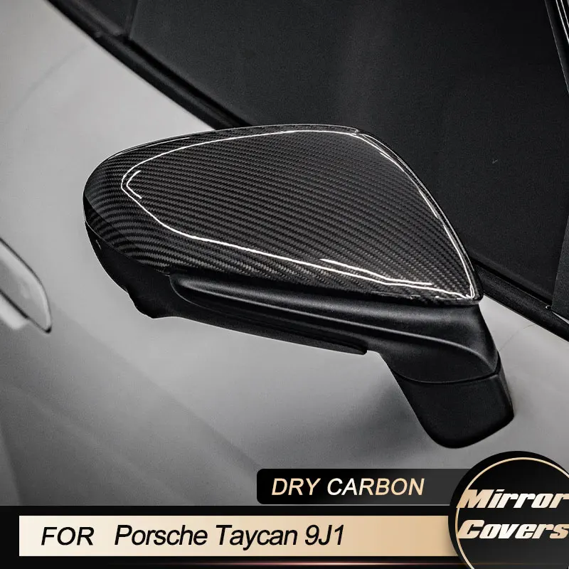 

Car Rearview Mirror Covers Caps For Porsche Taycan 9J1 Turbo S 2019 2020 Replacement Racing Side Mirror Shell RHD Dry Carbon