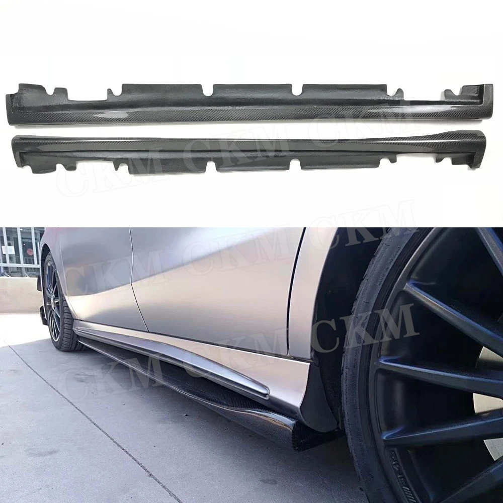 Carbon Fiber Side Skirts Aprons for Mercedes Benz A Class W176 A160 A180 A250 A45 CLA W117 CLA180 CLA45 AMG 2013-2017 R style