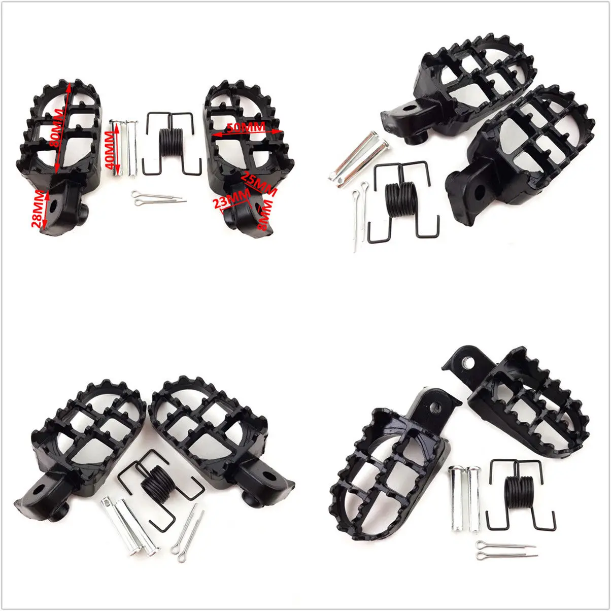 For Honda CRF 50/ 70/ 80/ 100 XR50 XR70 Motorcycle Footrest Parts Accessories Pedals Replacement Folding Pegs Black