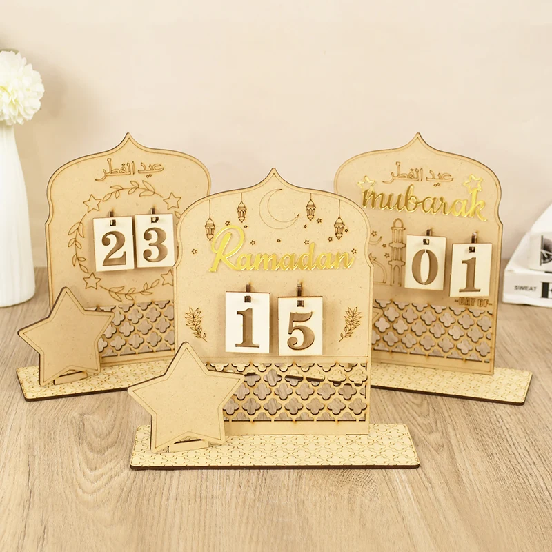 

Ramadan Countdown Calendar Wooden Eid Mubarak Ornament Kareem Ramadan Decoration For Home Islamic Muslim Party Decor AL Adha