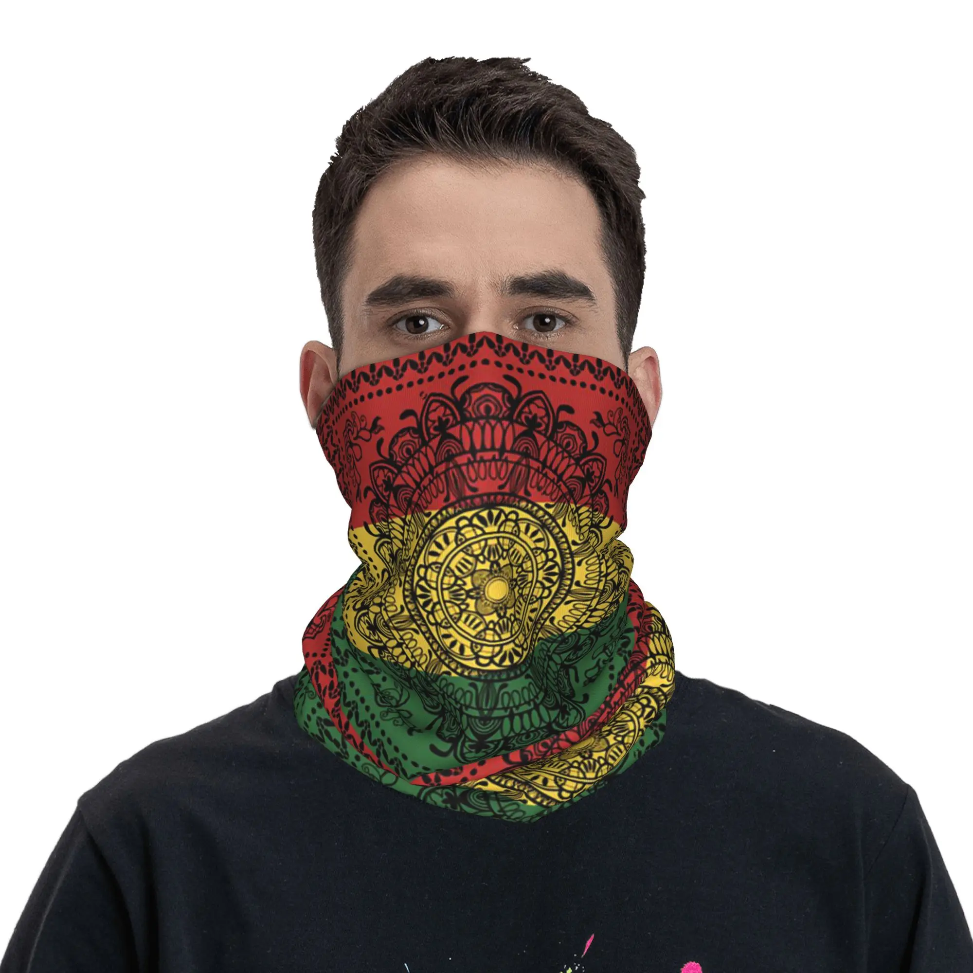African Rasta Jamaican Colors Bandana Neck Cover Printed Mask Scarf Face Mask Cycling Unisex Adult Windproof