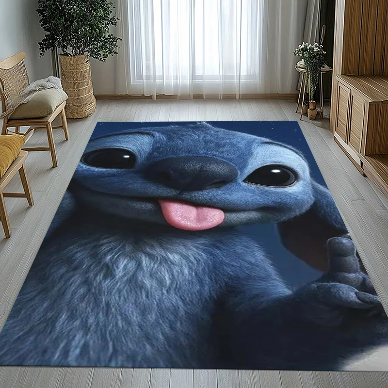 

Мягкий ковер с мультяшным монстром S-Stitch Kawaii для гостиной, спальни, детской игровой комнаты, дивана, домашнего декора, придверный коврик, подарок