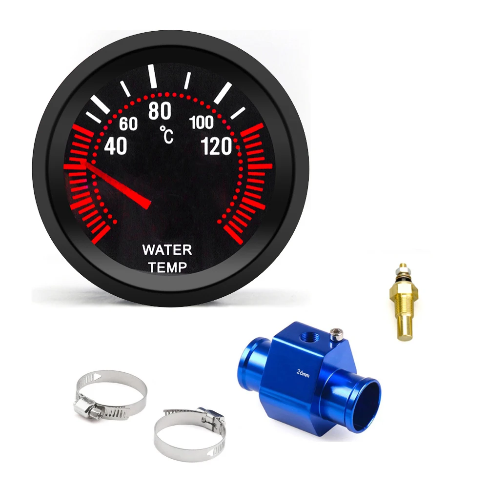 Samochodowy wskaźnik temperatury wody 52 mm 40 ~ 120 ℃   Z czujnikiem temperatury wody i adapterem temperatury wody Chłodnica rurowa 1/8ZG Czujnik samochodowy