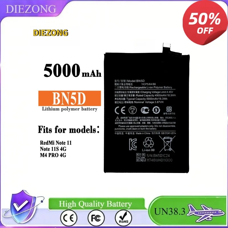 Fast Shipping Suitable for Xiaomi Redmi RedMi Note 11/Note 11S 4G/M4 PRO 4G mobile phone battery BN5D