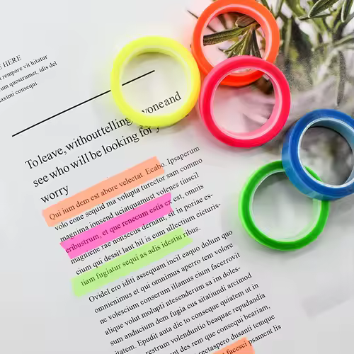 5 Roll 5 Colors Stickers Transparent Fluorescent Index Tabs Flags 5m Sticky Note Stationery Children Gift School Office Supplies - Image 3