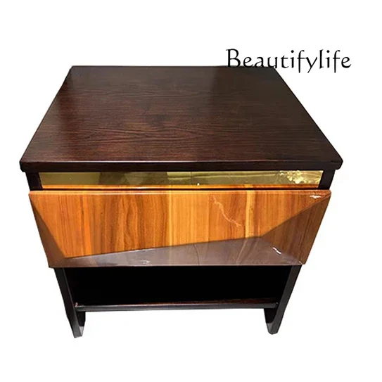 

Italian modern simple light luxury bedside table high-end bedroom household small apartment solid wood storage bedside cabinet