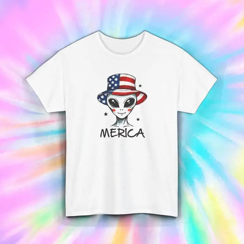 

Футболка Alien Merica, забавная, США, патриотическая, 4 июля, НЛО, космос, S, 5XL
