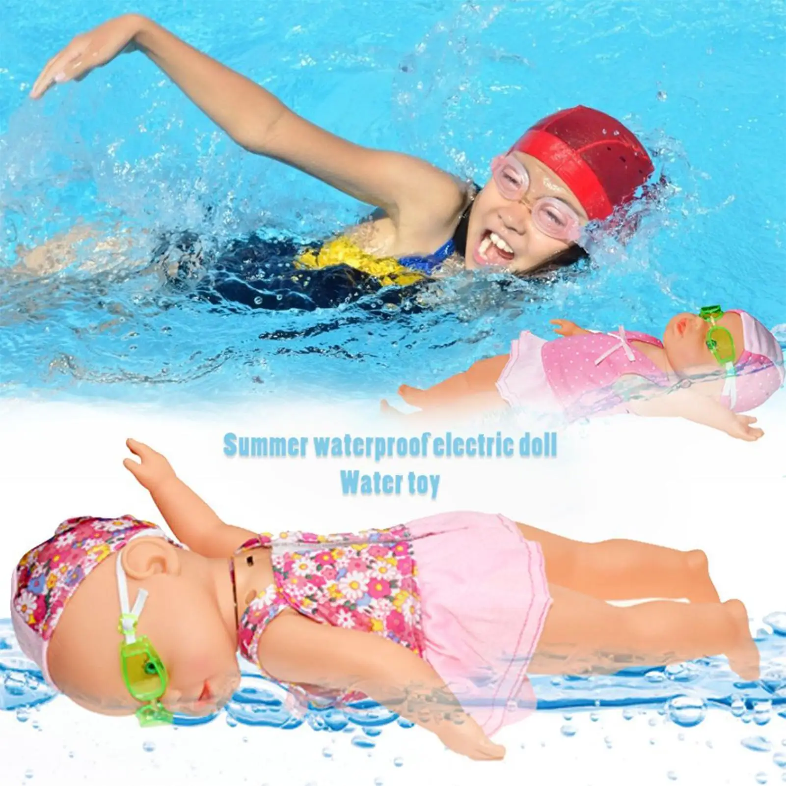 Swimming Doll with Movable Joint Detachable Suit & Glasses Bathroom Bath Toy Electric Swimming Doll for Water Pool Bathroom toys