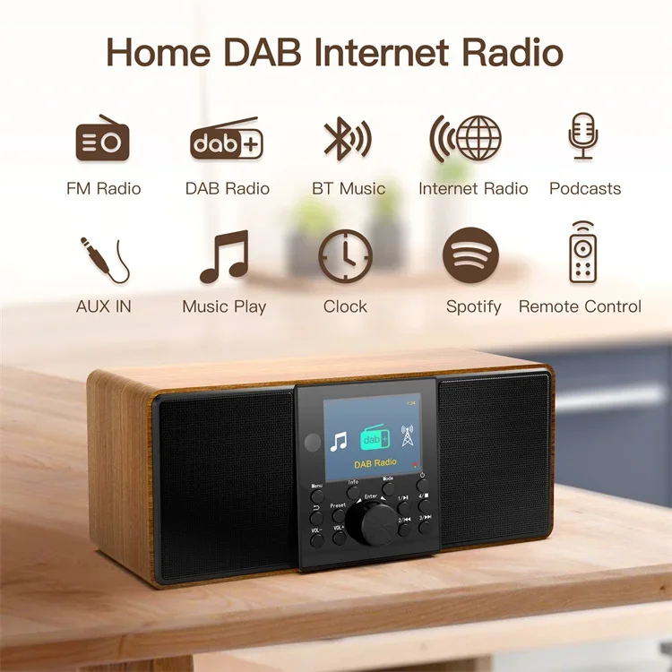 Stereo Wood Cabinet Digital Mondo Elite Classic Smart Internet Radio with Bt 5.0 Speaker Portable Home Fm Radio