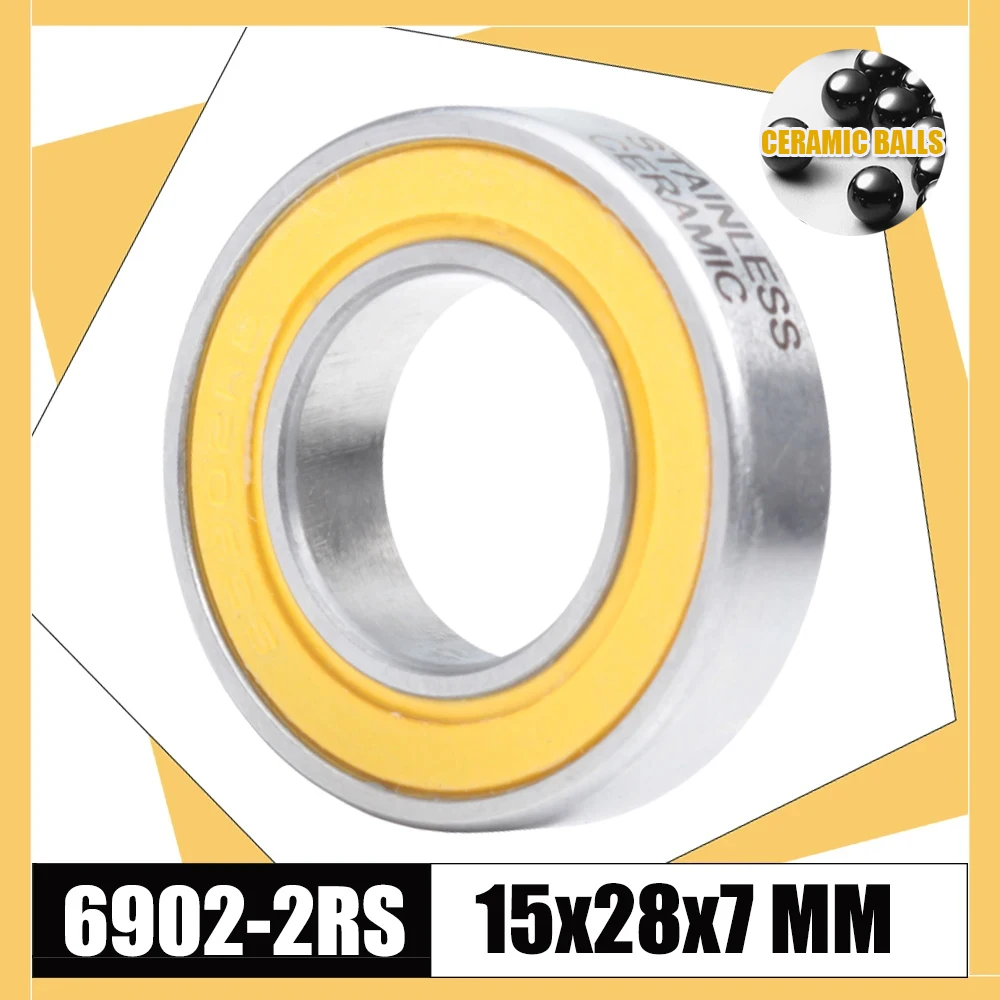 6902-2RS Stainless Steel 15*28*7 mm 1PC ABEC-3 Hybrid Ceramic Bearing For DTSwiss 350 Bicycle Hub Front Rear Hubs Wheel 6902 RS