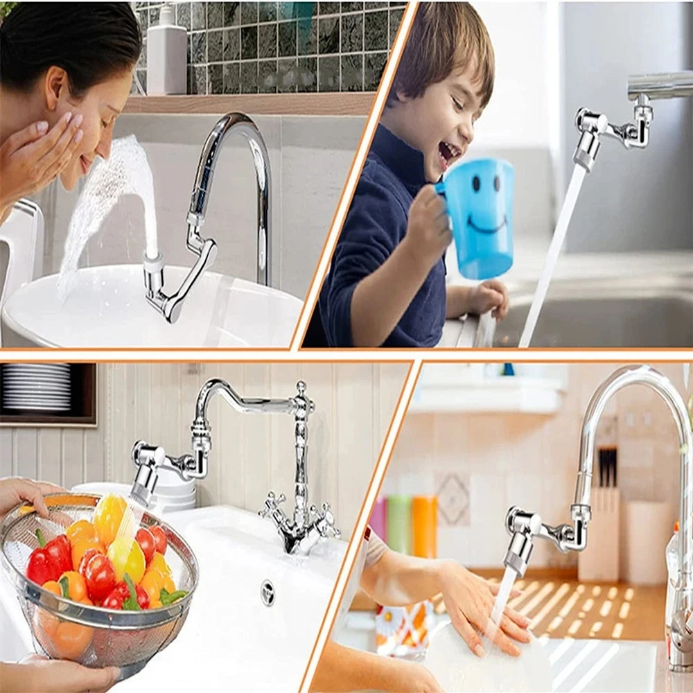 New 1080° Universal Rotation Faucet Bubbler Sprayer Head for Washbasin Kitchen Robot Arm Dual Mode Faucet Extender Water Nozzle