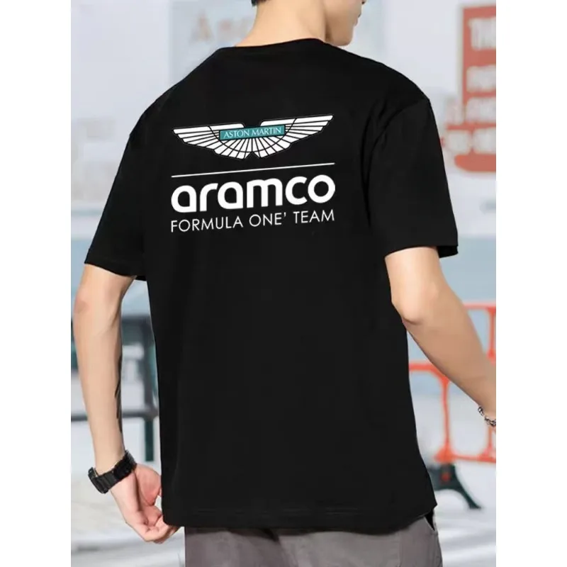 Popular Aston Martin F1 Team Outfit, Alonso Racing Suit, Car Enthusiast Short Sleeved T-shirt, Sporty, Comfortable, Breathable