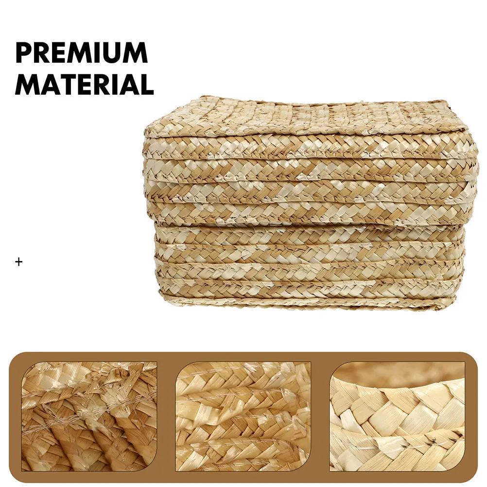

Straw Storage Basket Woven Baskets Gift Container Multi purpose Clothes Accessories Beauty Products Letters Paperwork Household