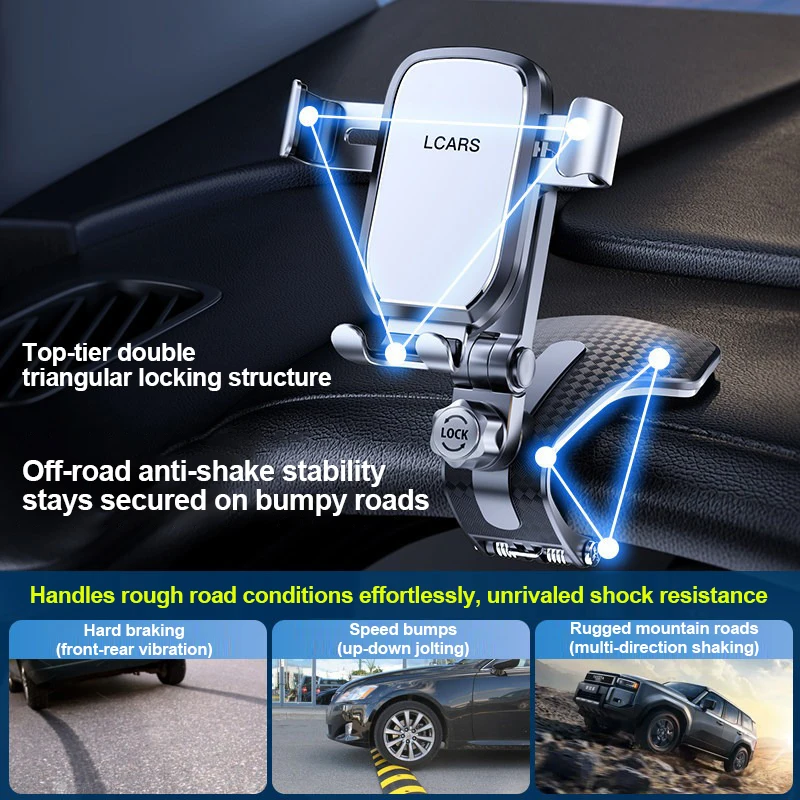 2026 New Model Alloy Car Phone Holder, One-Hand Operation with Automatic Locking, Dashboard Clip-On Design That Doesn'T Block the View, Universal Car Navigation Holder