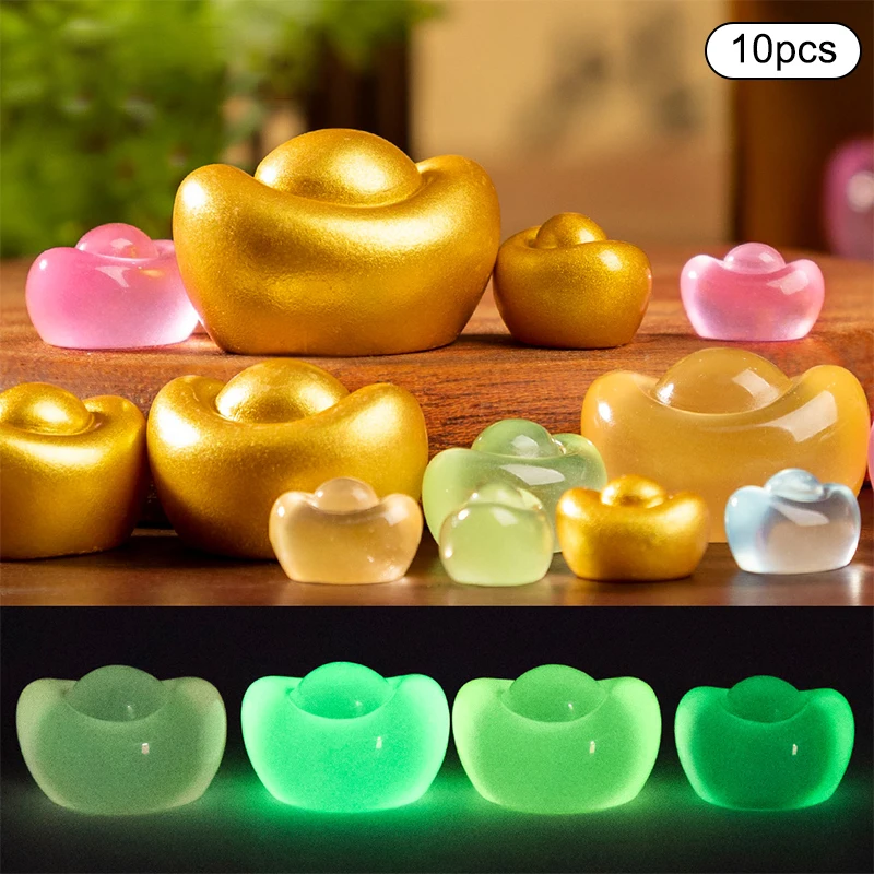 

10Pcs Cartoon Luminous Attracting Wealth Gold Ingot Micro Landscape Decoration Cute Fashion DIY Home Decoration Accessories Gift