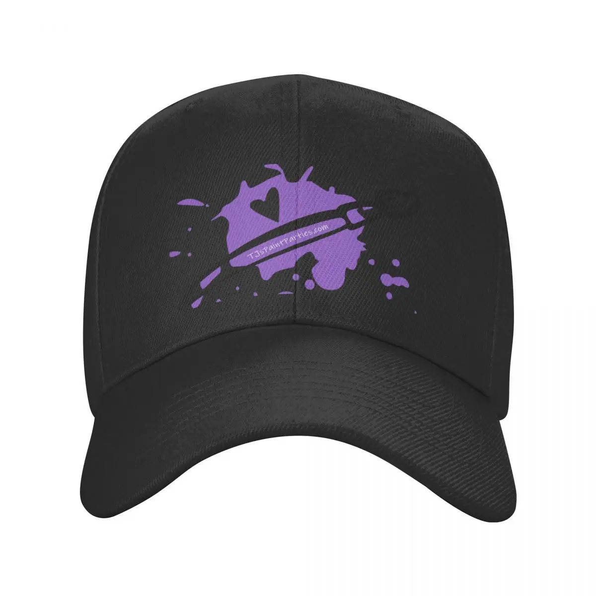 TJs Paint Parties Logo - Purple Splat with Paintbrush and Heart Baseball Cap Hip Hop Luxury Hat Men Caps Women's