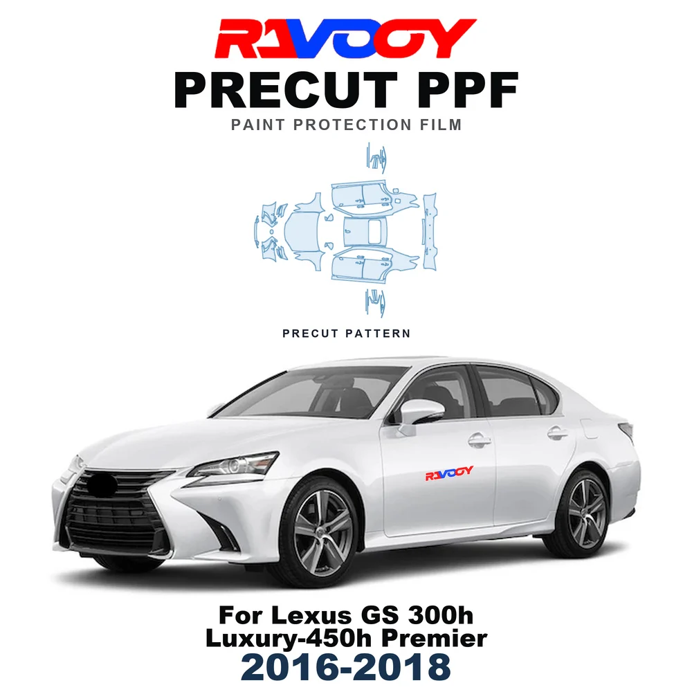 Precut PPF For Lexus GS 300h Luxury-450h Premier 2016-2018 8.5mil TPU Paint Protection Film Hood Bonnet Bumper Headlight Fenders