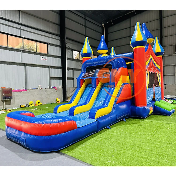 Small Size Colorful Inflatable Bouncer with 2 Slides Castillo Inflable Inflatable Bouncer Castle Combo for Backyard