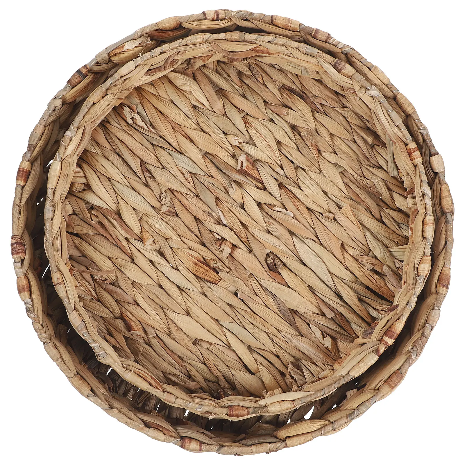 

2pcs Fruit Plate Storage Basket Woven Rattan Tray Portable Multi-function Decorative Home Organization Sundries Box