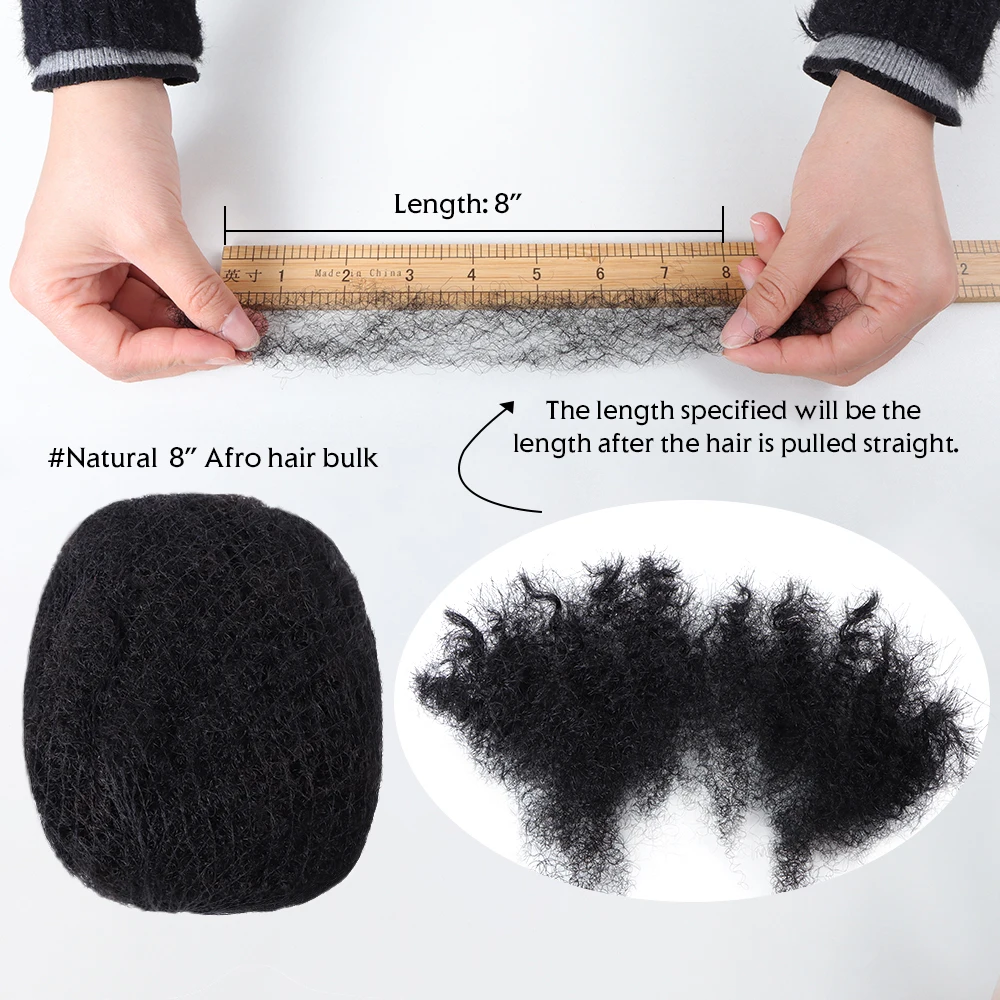 100% menschliches weiches afro verworrenes Haar schwarz 4a 4b 4c Textur zum Flechten von natürlichem Schwarz g eine Packung mit Versand gebühr