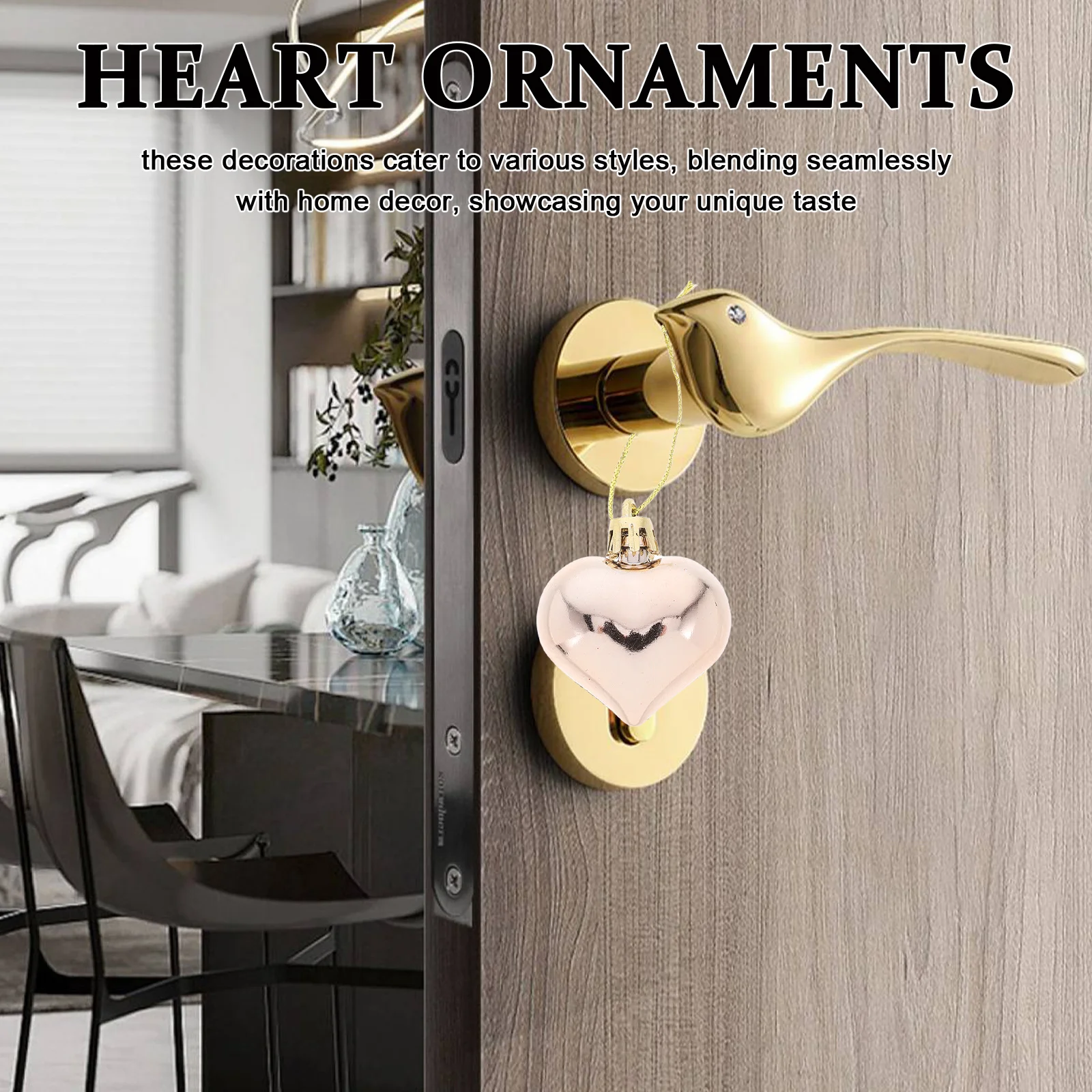 

24Pcs Valentines Heart Ornaments Heart Shaped Glitter Baubles Hanging Decorations Romantic Xmas Tree Valentines DIY Decor