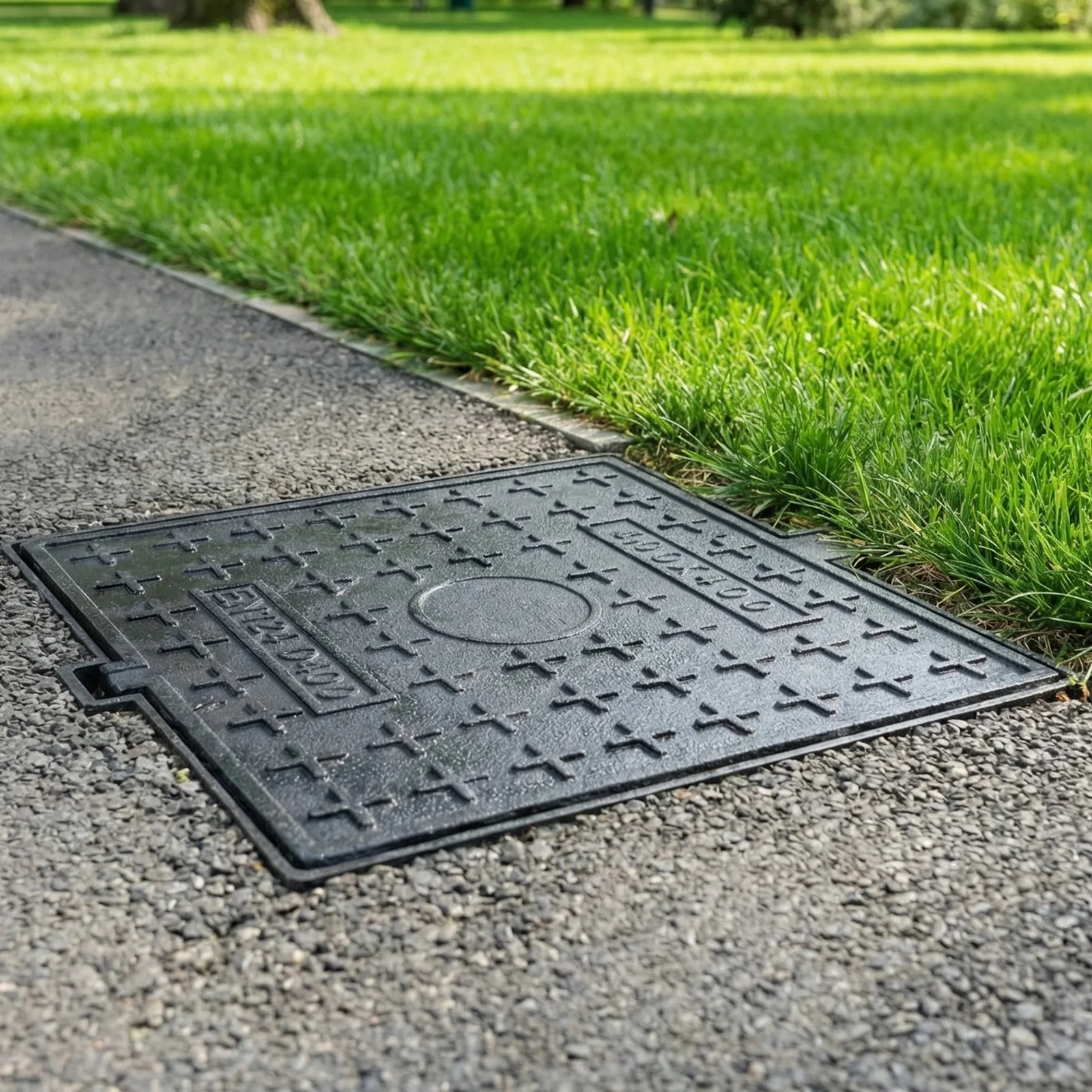 Cast Iron Manhole Cover and Frame with Base Rectangular Lift-Off Manhole Covers Non-Slip Design for Concrete Yard Basement Patio