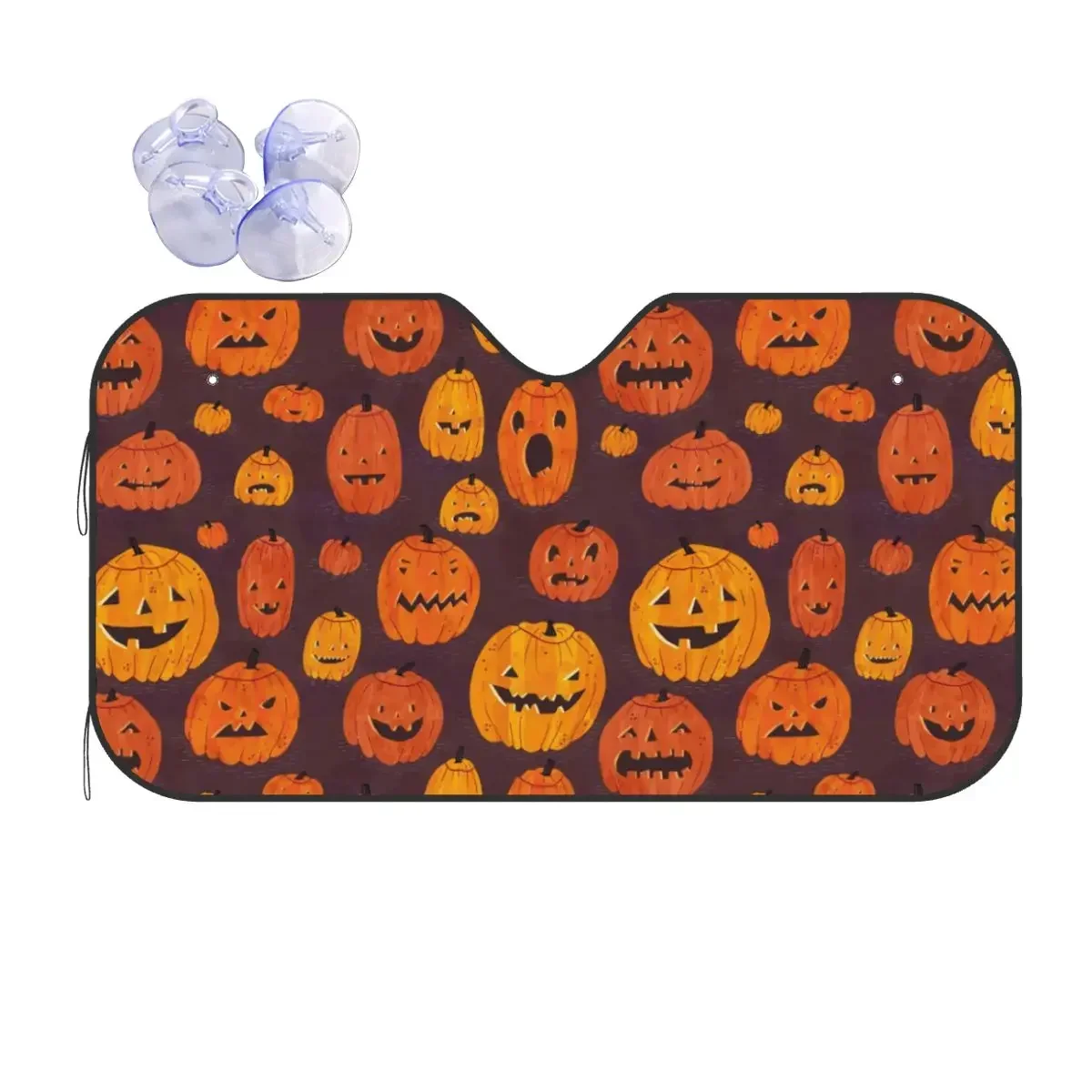 

Halloween Plaid Personality Sunsha Windscreen 70x130cm Pumpkin Goblin Collage Aluminium Foil Car Sunsha Solar Protect
