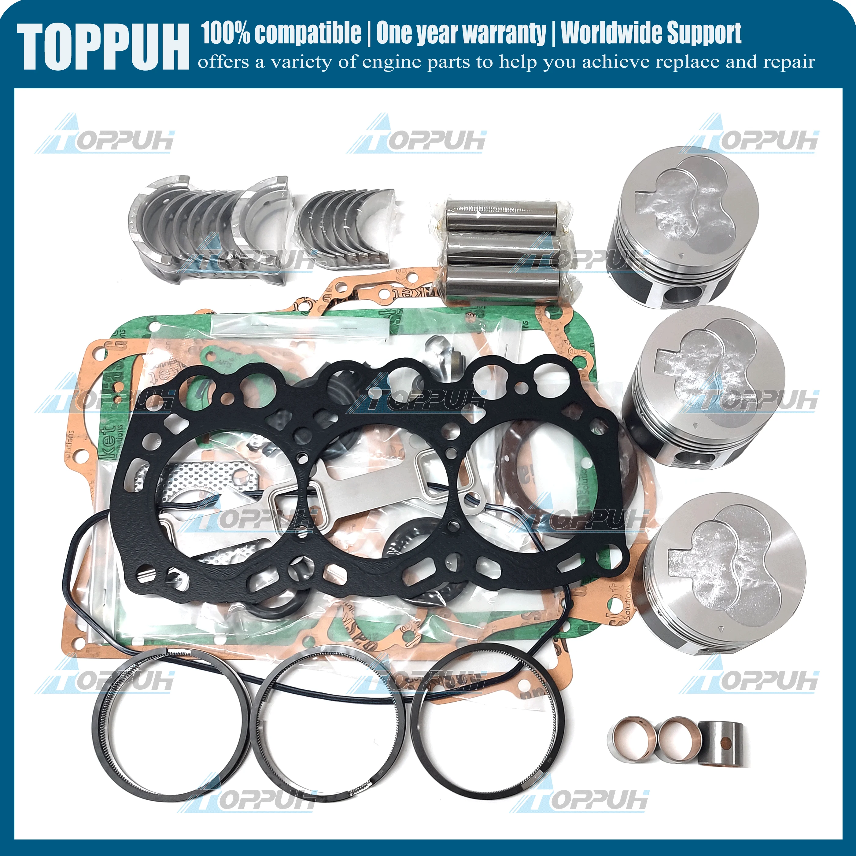 Excavator Engine Rebuild Kit L3E  with Gasket Piston Pin fits Mitsubishi L3E-61SDH L3E-61TG Volvo New Holland VOLVO EC15